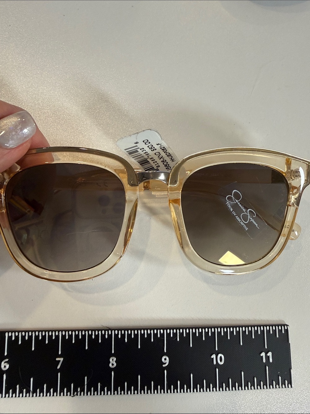 Jessica Simpson Champagne Clear Frame Sunglasses with Brown Gradient Lenses